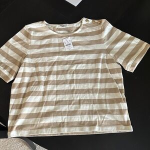 J. Crew Beige and White Striped Top